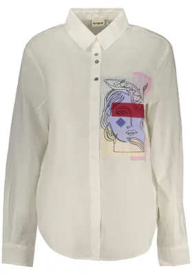 Imagen del producto de Camisa De Manga Larga Para Mujer Desigual Blanca