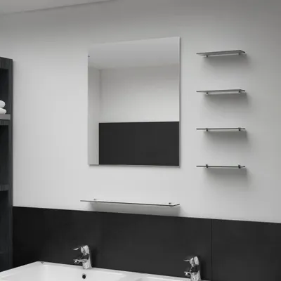 Image de AIORBER Miroir de salle de bain, rectangulaire, en verre, avec 5 étagères, facile à monter, design élégant, pour la salle de bain, le salon, 50 x 60 cm, argenté