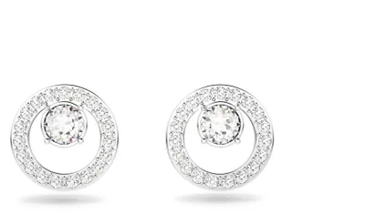 Productafbeelding van Swarovski Creativity Circle oorbellen, rhodinevergulde oorbellen met sprankelende, witte