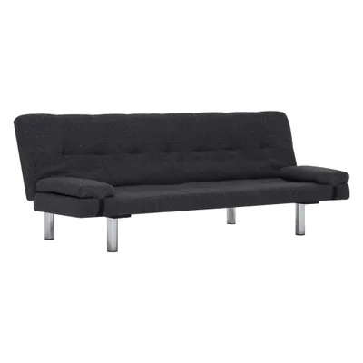 Zdjęcie produktu dla vidaXL Sofa rozkładana z dwiema poduszkami ciemnoszary poliester