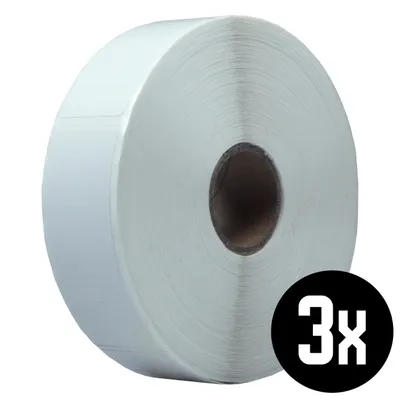 Produktbild von DULA Etiketten - Kompatibel mit Zebra 23x42mm - Weiß - Permanent - 3 Rollen - 1200 Etiketten pro Rolle - Kern 25mm