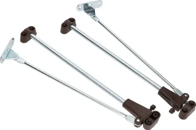 Two cabinet hinges are shown against a white background.