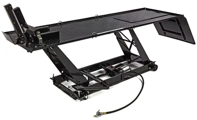 Produktbild von HBM 450 kg Motorradheber – hydraulisch, pneumatisch, mit r Vorderradklemme, schwarz