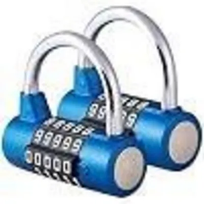 Image de Cadenas à combinaison numérique à 5 chiffres, réinitialisables, en alliage de zinc, lot de 2, couleurs : rouge/noir/bleu