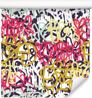Produktbild von 10m VLIES TAPETE Rolle Kinderzimmer Graffiti Aufschriften Straßenkunst XXL