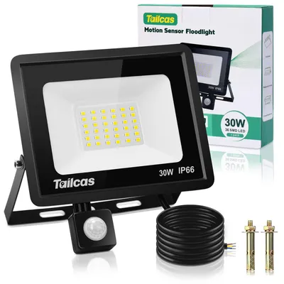 Produktbild von 30W LED-Spot mit Bewegungsmelder für den Außenbereich, 6500 K, IP66 wasserdicht