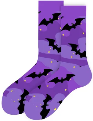 Produktbild von Musthaves – Bunte, lustige  Socken Uni – Halloween - Bat / Fledermaus  - Einheitsgröße Gr. 38 - 45