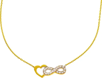 Produktbild von 585er Gold Kette mit Herz Infinity mit Zirkonia Anhänger