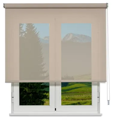 Rollo Screen 10% Öffnungsgrad, Leinen Sand, 135 x 250 cm