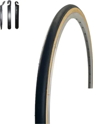 Immagine prodotto di 1 x VEE Rubber V078 28" Pneumatico per bicicletta Nero/Gumwall 28-622 (28 x 1,10) incl. leva per pneumatici