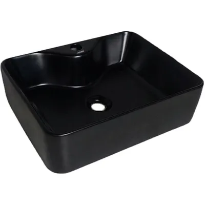 Zdjęcie produktu dla Umywalka nablatowa prostokątna ceramiczna matowa czarna stawiana na blat