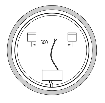 Produktbild von LED Lichtspiegel 8232 - 2.0 rund - Aluminiumrahmen - Schwarz, matt - Sandgestrahlt - Größe wählbar, Spiegel rund (Durchmesser):Ø 80cm