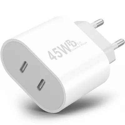 Produktbild von 45W USB-C Schnellladegerät Charger mit GaN-Technologie für Handy, iPhone, Samsung S21-S25, Tablet, iPad Dual Port PD - Ladegerät