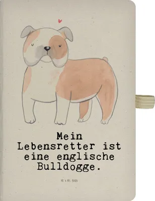Produktbild von Mr. & Mrs. Panda Kladde Englische Bulldogge Lebensretter - Transparent - Geschenk, Schreibheft A5, Tagebuch, English Bulldog, Journal, notizbuch