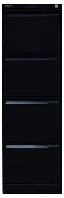 Produktbild von BISLEY Hängeregistraturschrank, einbahnig, DIN A4, 4 HR-Schubladen, Metall, 633 Schwarz, 62.2 x 41.3 x 132.1 cm