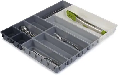 Obrázek produktu pro 10 kusů plastových úložných boxů - kosmetika, make-up, psací potřeby, kuchyňské náčiní, organizér do zásuvky - šedý