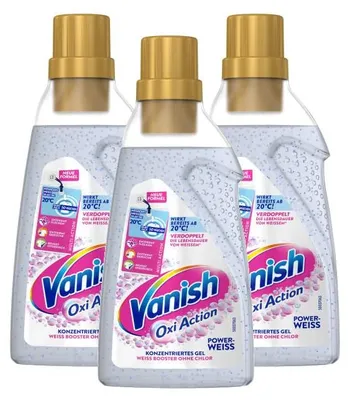 Produktbild von Vanish Oxi Action Powerweiss Gel – 3 x 750 ml - Fleckenentferner und Wäsche-Booster Gel ohne Chlor – Für weiße Wäsche