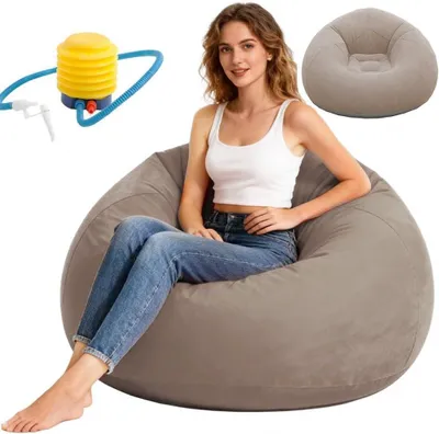 Productafbeelding van Zitzak 105 x 105 x 60 cm, ergonomisch, lichtbruin, PVC, voor woonkamer