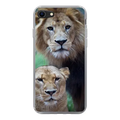 Produktbild von MuchoWow® Handyhülle Schutzhülle Hülle für iPhone SE 2020 Porträt - Löwe Silikon Softcase Handy Hülle - Kartenbesitzer