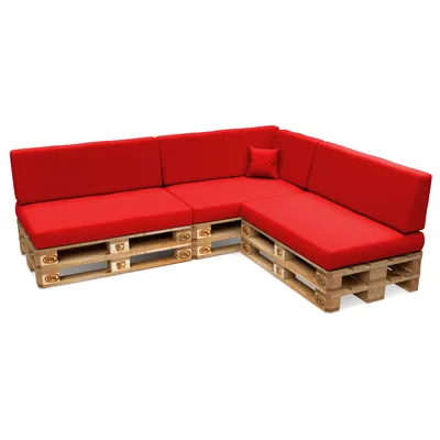 Immagine prodotto di POKAR Cuscini per pallet Cuscini per pallet con rivestimento rimovibile Divano per pallet, Dimensione: Set di 8, Colore: Rosso - Impermeabile