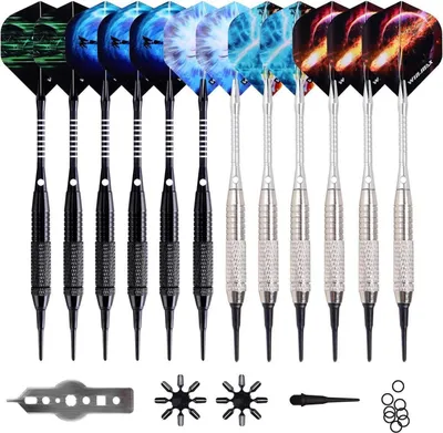 Obrázok produktu pre Súprava šípok WIN.MAX 12 kusov 18g softových šípok s plastovým hrotom čierna/strieborná