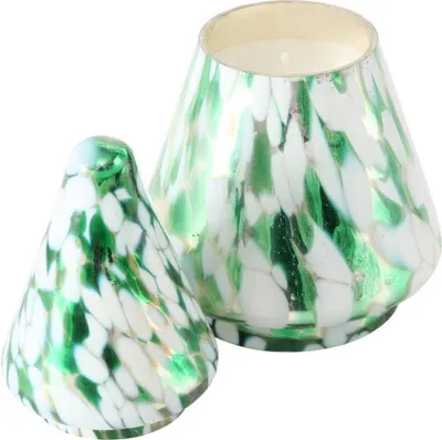 Image de Bougie en forme de sapin DOTTI, en verre , H. 17,5 cm