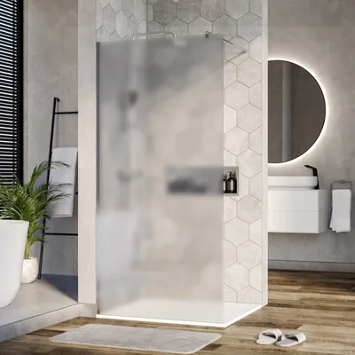 Produktbild von Duschabtrennung Walk-In Nano Echtglas EX101 - Milchglas - 10 mm - Wandprofil Chrom - Breite wählbar, Breite Walk-In:900mm