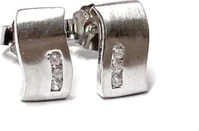 Produktbild von matte Ohrstecker in 925 Silber rhod mit Zirkonia