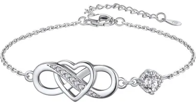 Produktbild von Armband Damen Unendlichkeitszeichen Moissanite Silber 925 Herz 0,5 Karat