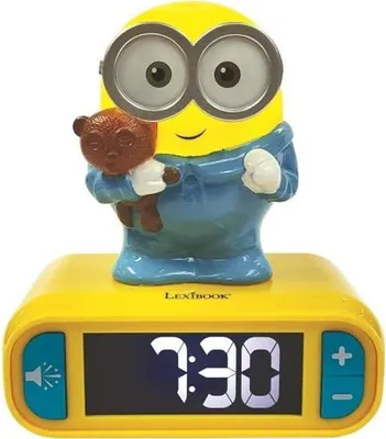 Image de Réveil Veilleuse Digital Minions LEXIBOOK, 3D Lumineux et Sonore, Jaune et Bleu, Enfant