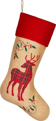 Image de BRUBAKER Chaussette de Noël à remplir et à suspendre - Chaussette de Saint Nicolas de 52 cm en jute, 1 pièce