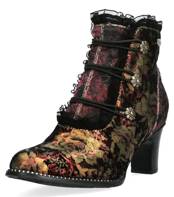 Produktbild von Laura Vita Damen Stiefelette mit Rüschen & Zierknöpfen Elcodieo 224, Größe:39 EU, Farbe:Rot