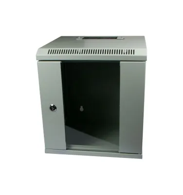 Produktbild von ALLNET 125116, Wandmontiertes Regal, 3U, 30 kg, Sperrschloss, 5,33 kg, Grau