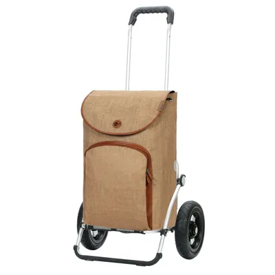 Produktbild von ANDERSEN Einkaufstrolley - Royal Shopper Reik beige 50 L geräumig, Leder, Aluminium, klappbar, luftbereiftes Kugellagerrad