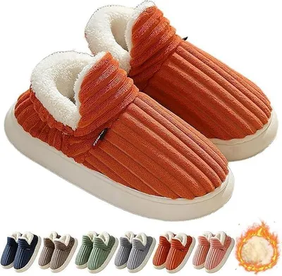 Produktbild von Hausschuhe Damen Herren - Winter Warme Geschlossen Plüsch Weiche Modern Bequeme Elegant Rutschfeste Memoryschaum Pantoffeln