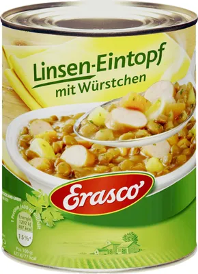 Produktbild von Erasco Linseneintopf mit Würstchen für die ganze Familie 800g