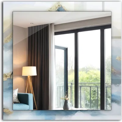 Produktbild von Bedruckter Spiegel - Wandspiegel - Dekorativer - Modern - 60x60 cm - Berge Im Nebel