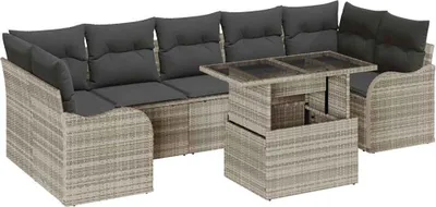 Imagen del producto de vidaXL Juego de sofás de jardín, 8 piezas, color gris claro y gris, fabricados con ratán sintético