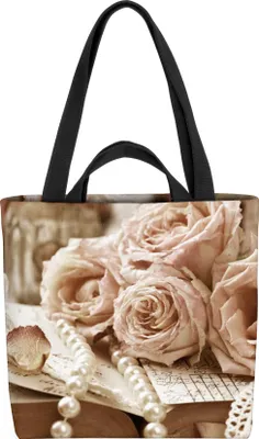 Produktbild von VOID Vintage Blumen Bücher Tasche 33x33x14cm,15l Einkaufs-Beutel Shopper Einkaufs-Tasche Bag