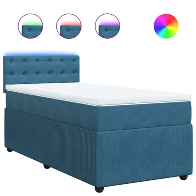 Produktbild von Boxspringbett mit Matratze Blau 100x200 cm Samt