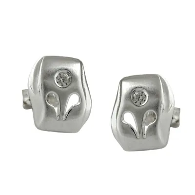 Produktbild von Ohrstecker Ohrring 9x8mm matt glänzend mit Zirkonia Silber 925 silber 9x8mm