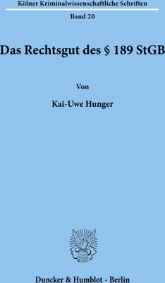 Produktbild von Das Rechtsgut des § 189 StGB.
