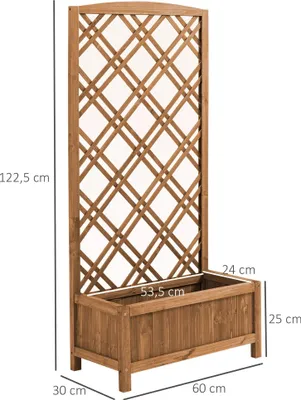 Obrázek produktu pro Květináč - Květináč s mřížkou - Jedlové dřevo - Pro popínavé rostliny - 60×30×122,5 cm - Hnědý