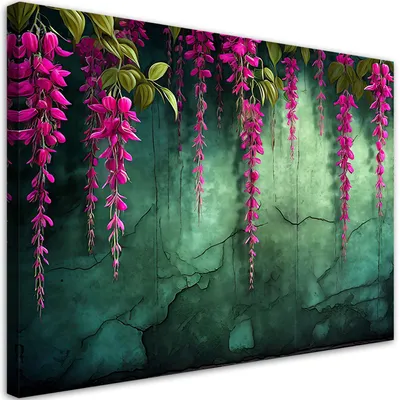 Image de Toile « Fleurs suspendues » 60 x 40 Feeby Vert Image pour le mur, prête à être accrochée
