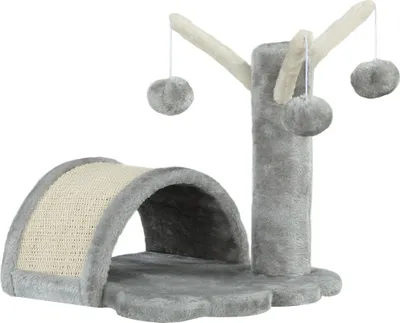 Produktbild von Kratzbaum 40 cm Kleiner Katzenturm mit Höhle, 2 Spielball, Kratzmatte, Katzenkratzbaum, Kletterbaum, für kleine & große Katzen, Hellgrau