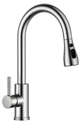 Produktbild von Küchenarmatur, Hochdruck mit herausziehbarer Brause, 360° schwenkbar, Edelstahl