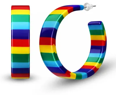 Produktbild von 1 Paar Ohrstecker Creolen Regenbogen -