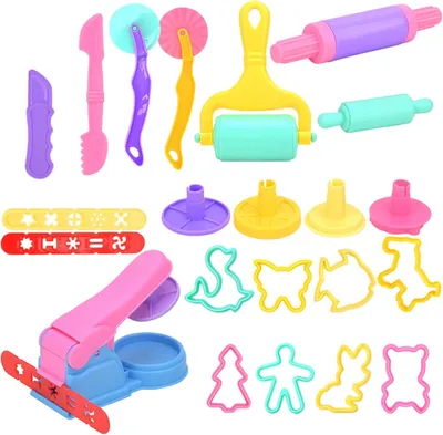 Produktbild von Knetwerkzeuge, Teigwerkzeuge, Plastilin-Werkzeuge, 22 Stück Tonaccessoires, zufällige Farben, Tonaccessoires für Kinder, Tonextruder