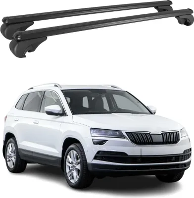 Zdjęcie produktu dla Bagażnik dachowy Podstawowy bagażnik do Skoda Karoq 2017-2025 75 kg Aluminium Czarny 2 części