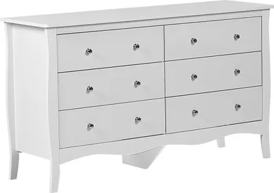 Obrázok produktu pre BELIANI Komoda biela so 6 zásuvkami 75 x 130 cm skrinka do obývačky predsiene spálne provensálsky štýl
